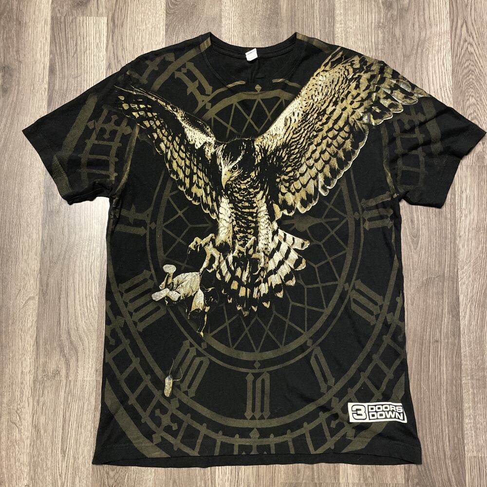 Vtg 3 Doors Down All Over Print T Shirt L Eagle Time Of My Life Rock Band AOP